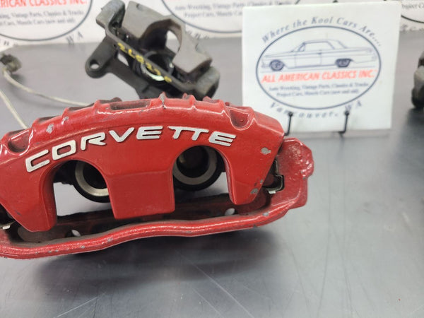 1997-04 C5 Corvette Base Brake Caliper Complete Set w/ Brackets, Red - OEM2