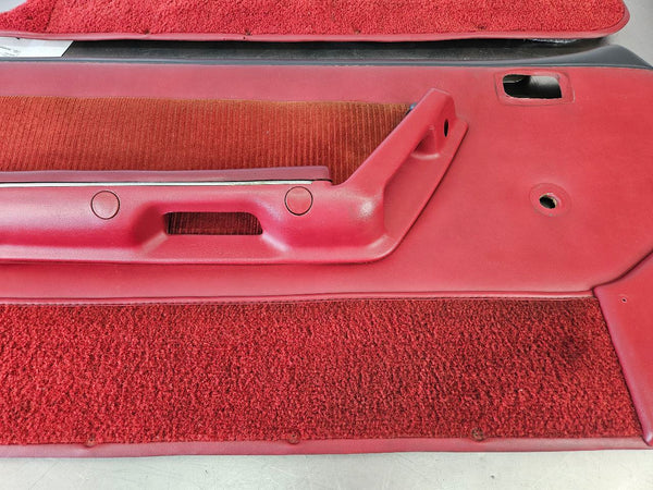 1989 Mustang Fox Body Door Trim Panel Pair, Manual, RH / LH, Red - OEM6