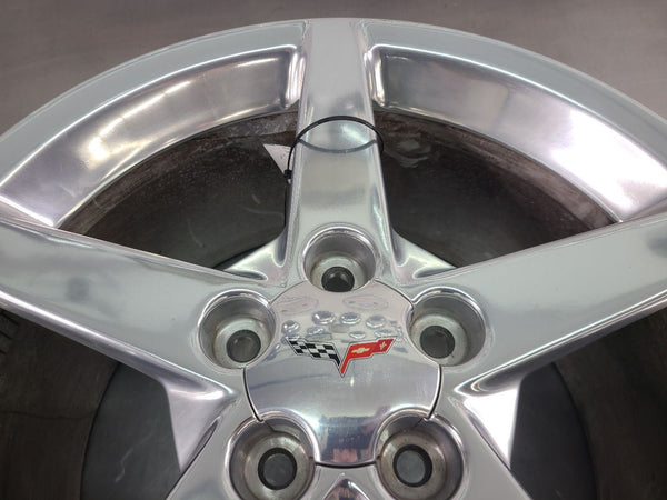 2005-07 C6 Corvette Aluminum 5 Spoke Wheel, Polished QG7, Rear 19x10 - OEM4