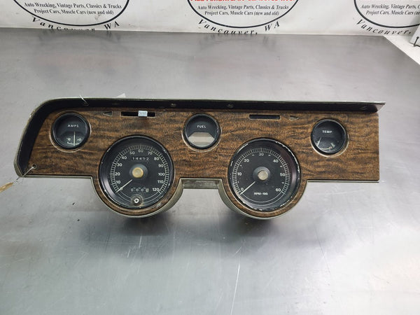 1967-68 Cougar XR-7 Instrument Cluster Tachometer Speedo Assembly, Woodgrain0