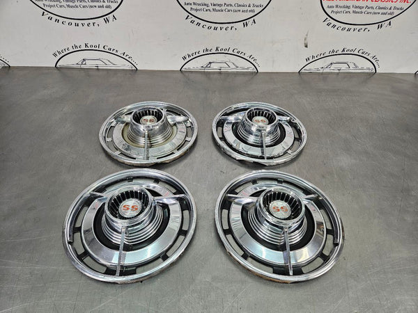 1963 Impala SS 14" Spinner Wheel Hubcap Set of 4, Decent, Nova SS - OEM0