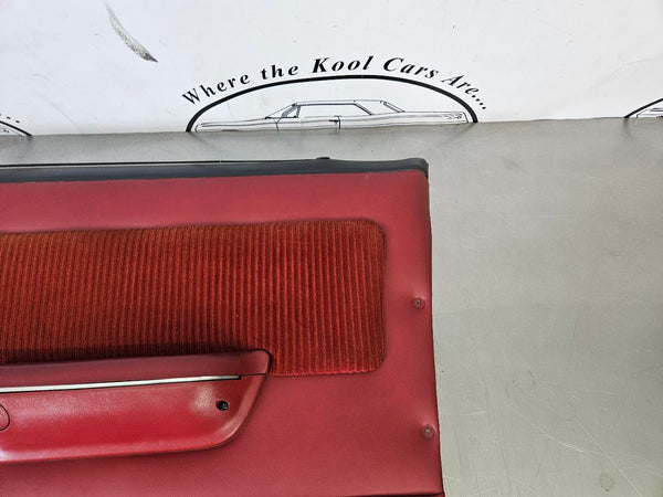 1989 Mustang Fox Body Door Trim Panel Pair, Manual, RH / LH, Red - OEM9
