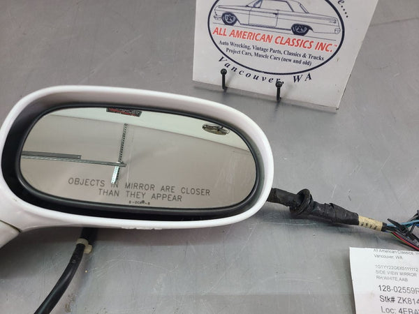 1997-04 C5 Corvette Passenger Side View Mirror Assembly, RH, White, Opt. AAB,DD01