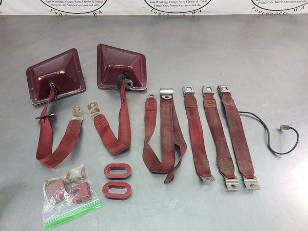1978-79 Ford Bronco Front / Rear Seat Belt / Buckle Set, Red - OEM0
