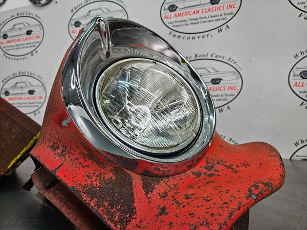 1956 Oldsmobile 88 Front Fender Headlamp Cut Out Section w/ Head Light Bezels10