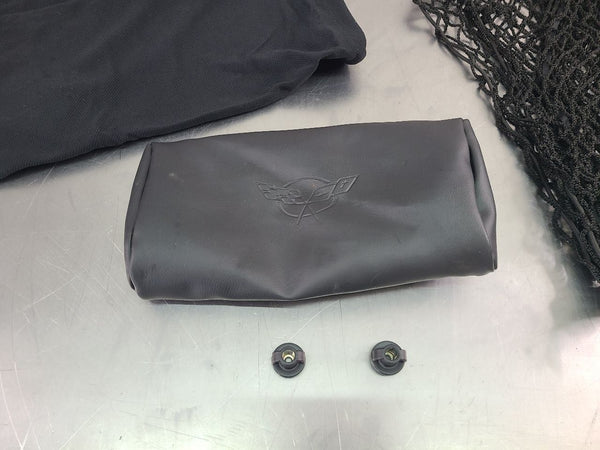 1997-04 C5 Corvette Rear Hatch Cargo Net / Cargo Cover w/ OEM Leather Pouch Bag3