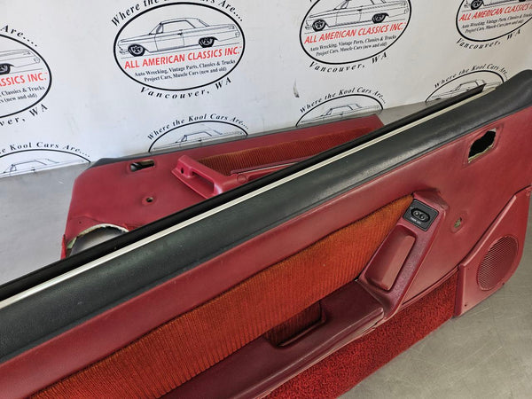 1989 Mustang Fox Body Door Trim Panel Pair, Manual, RH / LH, Red - OEM15
