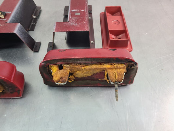 1979 Ford Bronco Rear Armrest Pair w/ Mounting Brackets, Left / Right, Red - OEM9