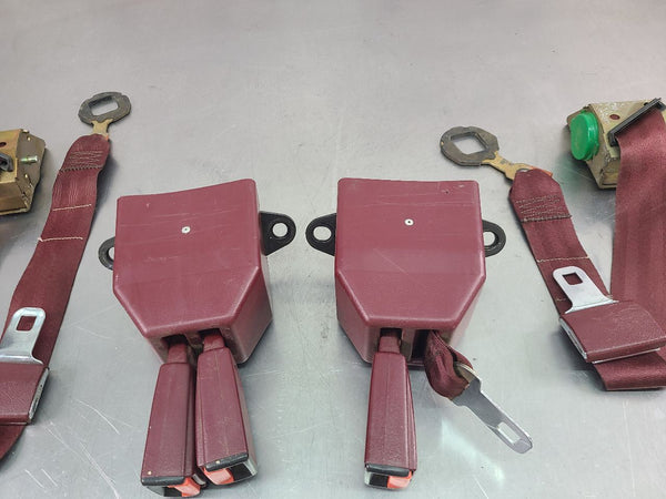1988-94 GMC Chevy Truck Extended Cab Rear Seat Belt Set, Red - OEM8