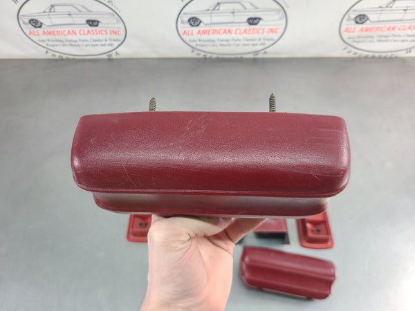 1979 Ford Bronco Rear Armrest Pair w/ Mounting Brackets, Left / Right, Red - OEM3