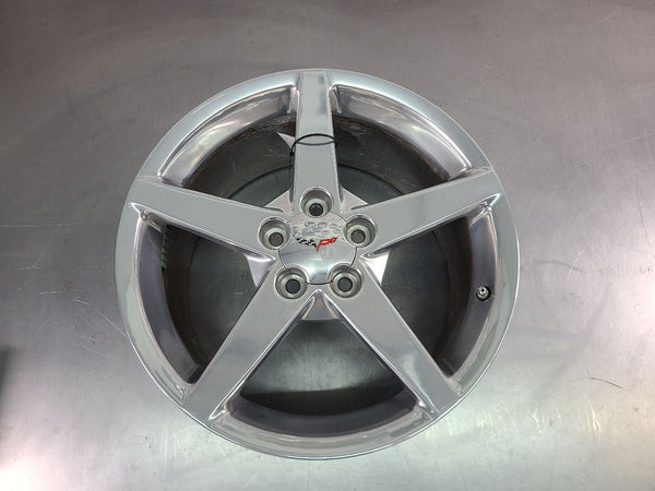 2005-07 C6 Corvette Aluminum 5 Spoke Wheel, Polished QG7, Rear 19x10 - OEM1