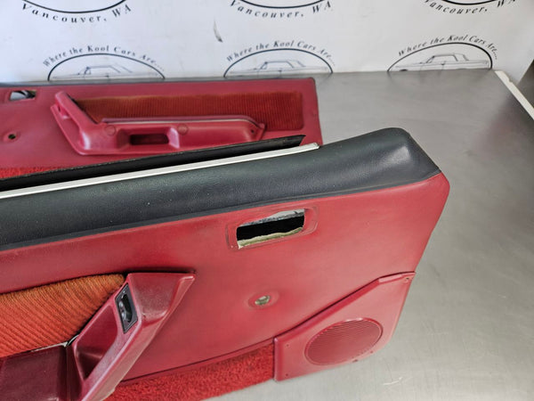 1989 Mustang Fox Body Door Trim Panel Pair, Manual, RH / LH, Red - OEM14