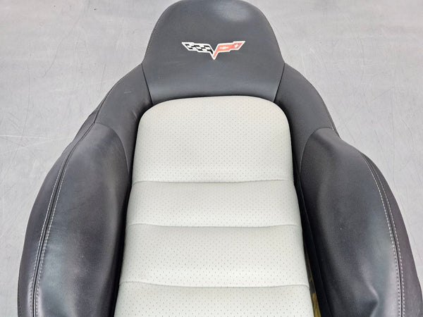 2005-06 C6 Corvette Upper Seat Back Cushion / Cover, Black / Gray, Right Side 5