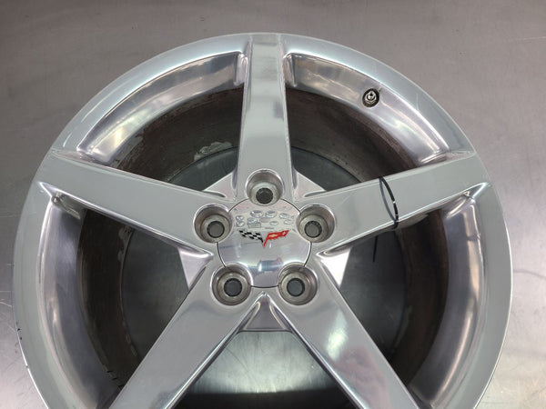 2005-07 C6 Corvette Aluminum 5 Spoke Wheel, Polished QG7, Rear 19x10 - OEM2