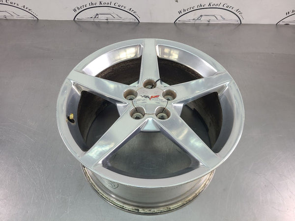 2005-07 C6 Corvette Aluminum 5 Spoke Wheel, Silver QG6, Rear 19x10 - OEM0