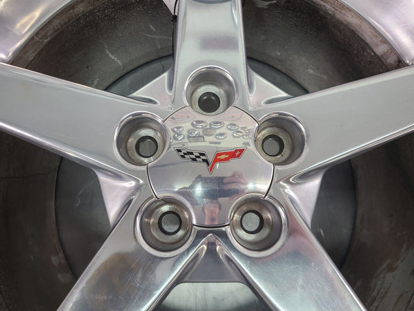 2005-07 C6 Corvette Aluminum 5 Spoke Wheel, Polished QG7, Rear 19x10 - OEM16