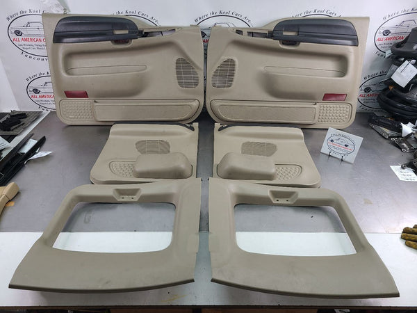 2006 Ford F-250 F-350 Front and Rear Power Door Trim Panel, Set of 6, Tan - OEM0