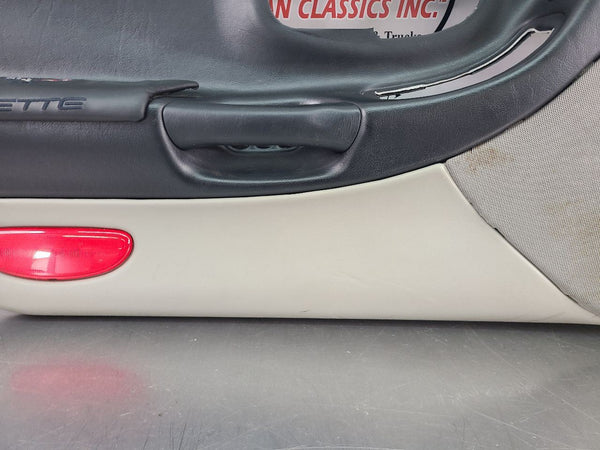 1997-04 C5 Corvette Door Trim Panel Assemby, Left Driver Side, Black / Gray 18