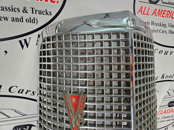 1938 Cadillac LaSalle Front Grille w/ V8 Badge, Damaged, Wall Hanger Art4