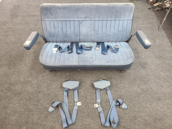 1981-91 Chevy GMC Suburban 3rd Row Bench Seat Assembly, Blue - OEM GM0