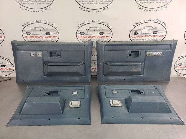1981-91 Chevy GMC Suburban Power Door Trim Panel Full Set, Blue - OEM0