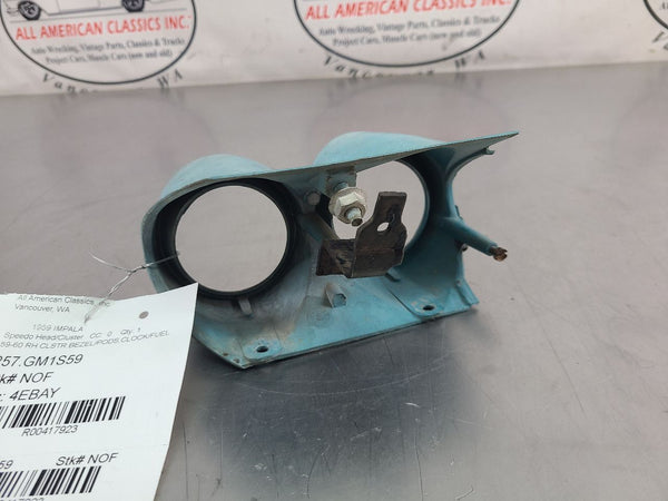 1959-60 Impala Right Side Instrument Cluster Bezel / Pods, Clock / Fuel Guage9