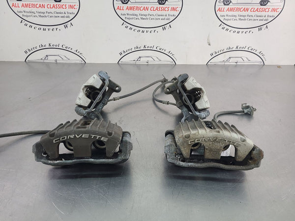 1997-04 C5 Corvette Base Brake Caliper Complete Set w/ Brackets, Silver - OEM0