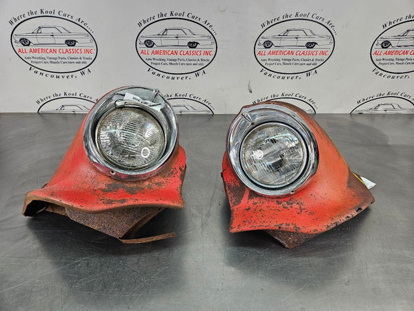 1956 Oldsmobile 88 Front Fender Headlamp Cut Out Section w/ Head Light Bezels0