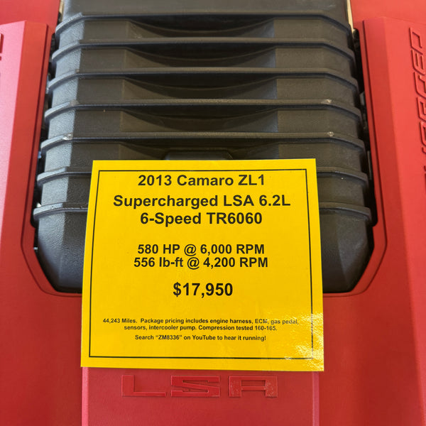 2013 Camaro ZL1 Supercharged LSA 6.2L / 6-Speed TR6060 Engine / Trans Package, Stock #ZM8336