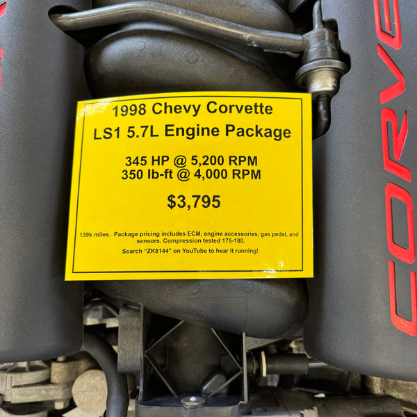 1998 Chevrolet Corvette LS1 5.7L Engine Package, Stock #ZK8144