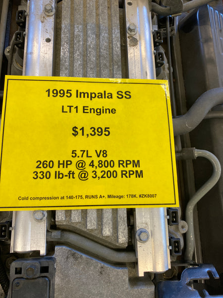 1995 Impala SS LT1 Engine 5.7L V8, Stock #ZK8007