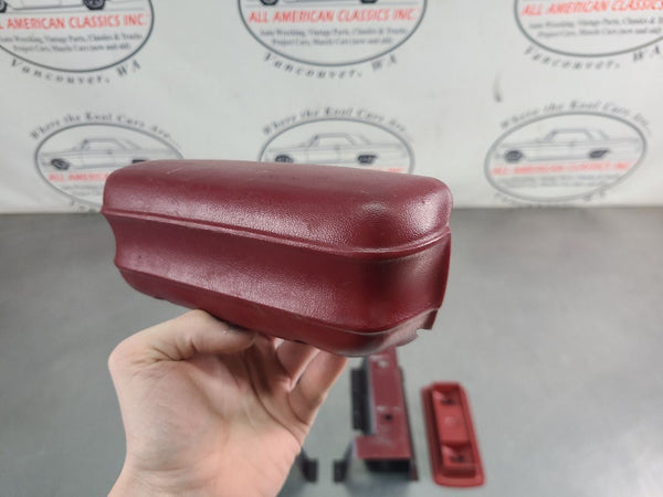 1979 Ford Bronco Rear Armrest Pair w/ Mounting Brackets, Left / Right, Red - OEM8