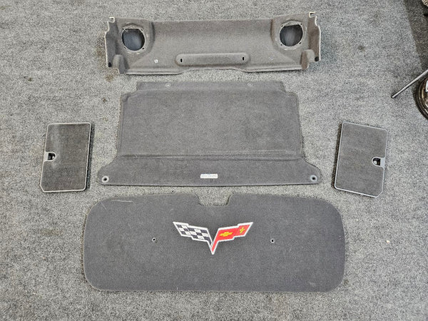 2005-13 C6 Corvette Convertible Rear Trunk Hatch Carpet Panel Set - OEM0