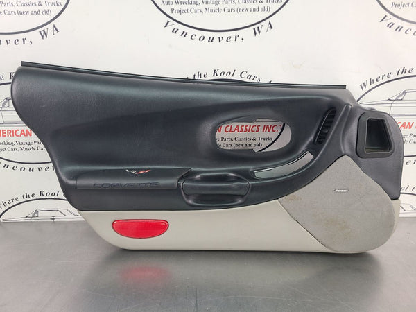 1997-04 C5 Corvette Door Trim Panel Assemby, Left Driver Side, Black / Gray 0