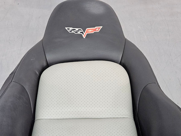 2005-06 C6 Corvette Upper Seat Back Cushion / Cover, Black / Gray, Right Side 4
