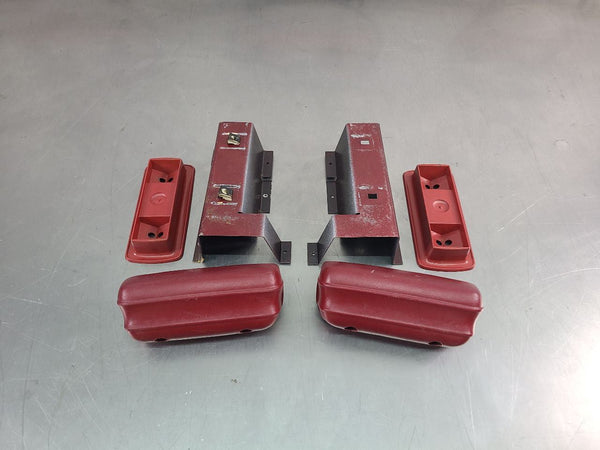 1979 Ford Bronco Rear Armrest Pair w/ Mounting Brackets, Left / Right, Red - OEM0