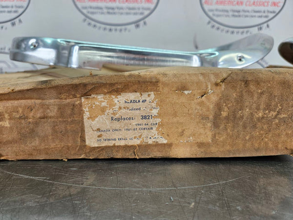 1961-64 Chevy Corvair NOS Headlamp Headlight Bezel Trim Pair, Left / Right - OEM11