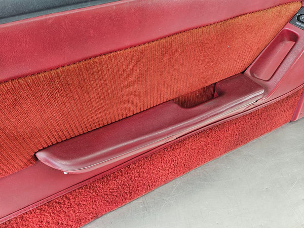 1989 Mustang Fox Body Door Trim Panel Pair, Manual, RH / LH, Red - OEM17
