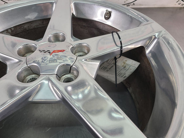 2005-07 C6 Corvette Aluminum 5 Spoke Wheel, Polished QG7, Rear 19x10 - OEM9