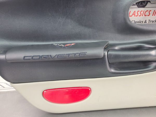 1997-04 C5 Corvette Door Trim Panel Assemby, Left Driver Side, Black / Gray 14