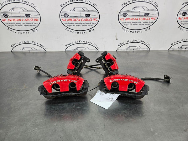 1997-04 C5 Corvette Factory PBR Brake Caliper Set, Front and Rear, Red - OEM0