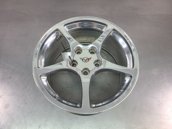 2000-04 C5 Corvette Factory 5 Spoke Wheel, Polished QF5, Rear, 19x9.5 - OEM1