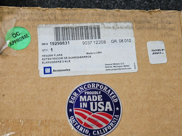 2007-14 Chevrolet Silverado EGR Bolt On Fender Flare Set, 19299831, NIB, OEM GM6