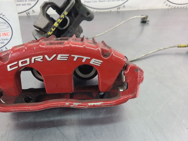 1997-04 C5 Corvette Base Brake Caliper Complete Set w/ Brackets, Red - OEM4