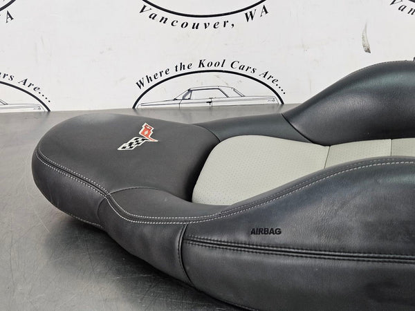 2005-06 C6 Corvette Upper Seat Back Cushion / Cover, Black / Gray, Right Side 8