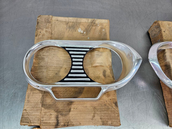 1961-64 Chevy Corvair NOS Headlamp Headlight Bezel Trim Pair, Left / Right - OEM1