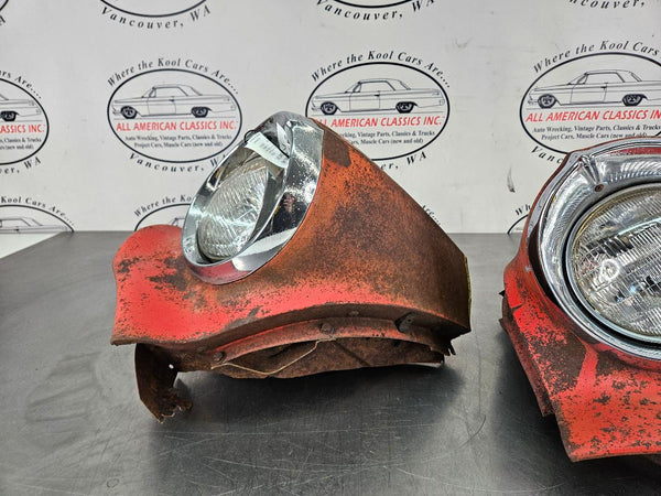 1956 Oldsmobile 88 Front Fender Headlamp Cut Out Section w/ Head Light Bezels5