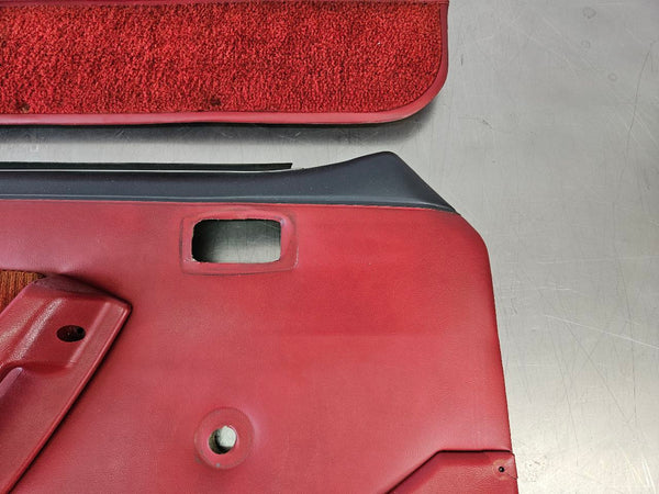 1989 Mustang Fox Body Door Trim Panel Pair, Manual, RH / LH, Red - OEM2
