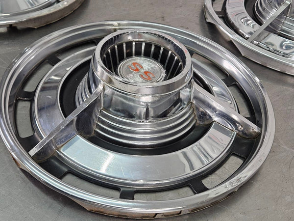 1963 Impala SS 14" Spinner Wheel Hubcap Set of 4, Decent, Nova SS - OEM12