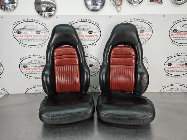 1997-04 C5 Corvette Sport Seat Pair, Black and Red, Right / Left - OEM0